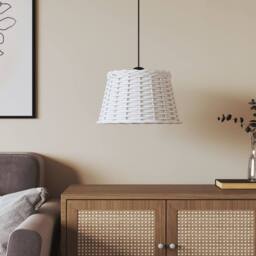 Berkfield Home Ceiling Lamp Shade White √ò38x23 cm Wicker - Size: 38x23 cm - thumbnail 2
