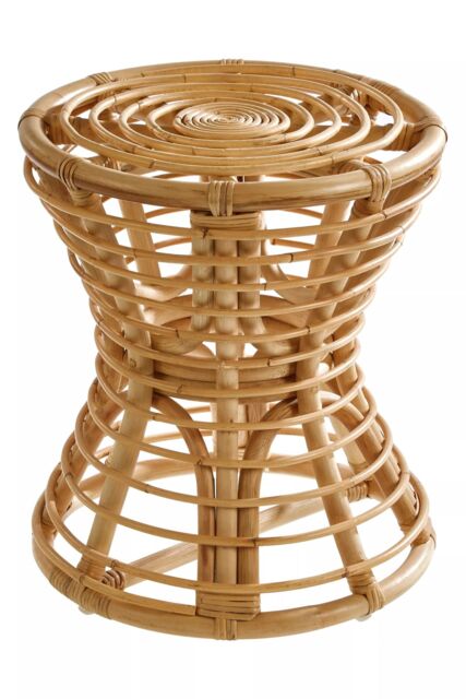 Orsina Rustic Design Grey Natural Rattan Stool, Unique Hourglass Shape Outdoor Stool, Versatile Lightweight Stool - image 1