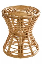 Orsina Rustic Design Grey Natural Rattan Stool, Unique Hourglass Shape Outdoor Stool, Versatile Lightweight Stool - thumbnail 1