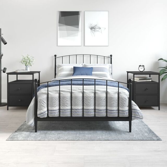 Berkfield Home Bedside Cabinets 2 pcs Black 44x45x60 cm Engineered Wood - Size: 44 x 45 x 60 cm - image 1