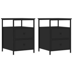 Berkfield Home Bedside Cabinets 2 pcs Black 44x45x60 cm Engineered Wood - Size: 44 x 45 x 60 cm - thumbnail 2