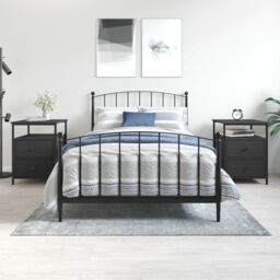 Berkfield Home Bedside Cabinets 2 pcs Black 44x45x60 cm Engineered Wood - Size: 44 x 45 x 60 cm - thumbnail 1