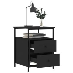 Berkfield Home Bedside Cabinets 2 pcs Black 44x45x60 cm Engineered Wood - Size: 44 x 45 x 60 cm - thumbnail 4