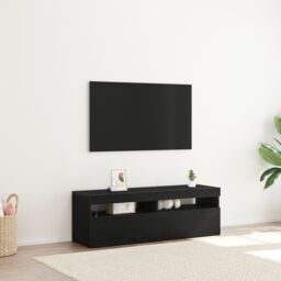Berkfield Home TV Cabinet with LED Black Oak 120x35x40 cm Engineered Wood - Size: 120 x 35 x 40 cm - thumbnail 1