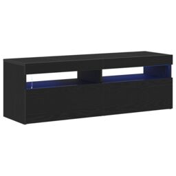 Berkfield Home TV Cabinet with LED Black Oak 120x35x40 cm Engineered Wood - Size: 120 x 35 x 40 cm - thumbnail 4