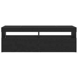 Berkfield Home TV Cabinet with LED Black Oak 120x35x40 cm Engineered Wood - Size: 120 x 35 x 40 cm - thumbnail 6