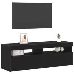 Berkfield Home TV Cabinet with LED Black Oak 120x35x40 cm Engineered Wood - Size: 120 x 35 x 40 cm - thumbnail 3