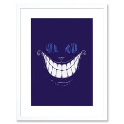 "Artery8 Wall Art Print Cheshire Cat Alice Mad Artwork Framed 9X7 Inch in White - Size: W7"" x H9""" - thumbnail 1