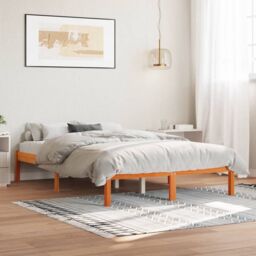 Berkfield Home Bed Frame without Mattress Wax Brown 120x200 cm Solid Wood Pine - Size: Small Double - thumbnail 1
