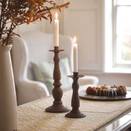 Bloom Set of 2 Antique Finish Rustic Candleholders for Real or Faux Candles - Large H31 x 12cm, Small H20 x 9.5cm in Brown - Size: 31 x 12 cm - thumbnail 4