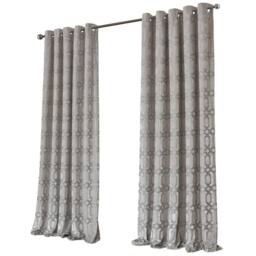 New Edge Blinds Luxe Geo Velvet Eyelet Curtains in Beige - Size: 167 cm width x 183 cm drop - thumbnail 1