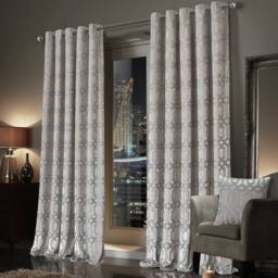 New Edge Blinds Luxe Geo Velvet Eyelet Curtains in Beige - Size: 167 cm width x 183 cm drop - thumbnail 2