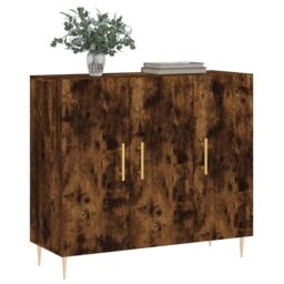 Berkfield Home Sideboard Smoked Oak 90x34x80 cm Engineered Wood in Brown - Size: 90 x 34 x 80 cm - thumbnail 3
