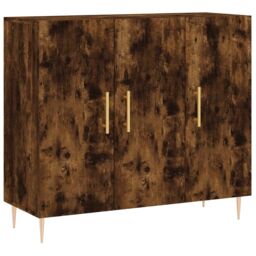 Berkfield Home Sideboard Smoked Oak 90x34x80 cm Engineered Wood in Brown - Size: 90 x 34 x 80 cm - thumbnail 2
