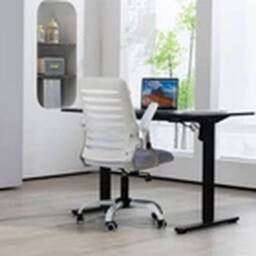 EONLION Mid-Back Office Chair Flip-Up Armrest Desk Swivel Chair Grey - thumbnail 4