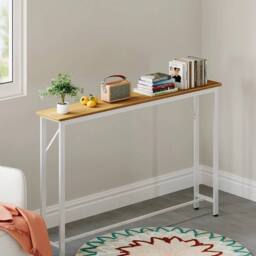 PAWNORA Console Table 1 Tier-White Frame-120cm Long in Natural