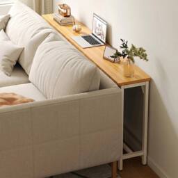 PAWNORA Console Table 1 Tier-White Frame-120cm Long in Natural - thumbnail 5