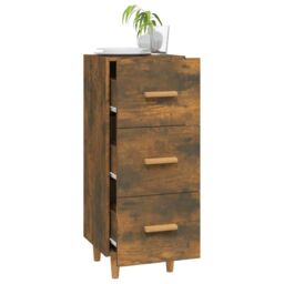 Berkfield Home Sideboard Smoked Oak 34.5x34x90 cm Engineered Wood in Brown - thumbnail 4