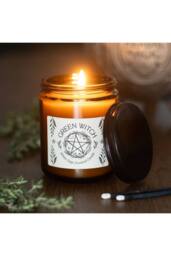KDMD Green Witch White Sage Candle - Amber Glass, 22hr Burn, Energy Cleanse - thumbnail 1