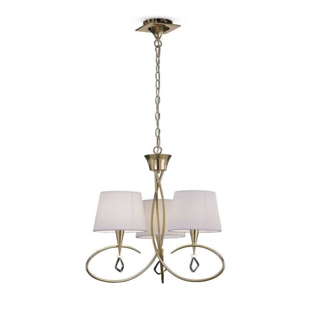 Netlighting Mara Pendant 3 Light E14 French Gold With Ivory White Shades - image 1