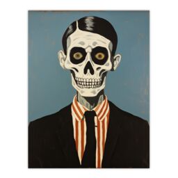"Artery8 Wall Art Print Looking Sharp By Ryan Ramirez Smart Skeleton Bones Portrait Passport Picture Halloween Poster - Size: W12"" x H16""" - thumbnail 1