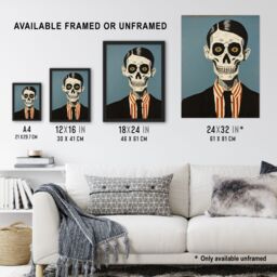 "Artery8 Wall Art Print Looking Sharp By Ryan Ramirez Smart Skeleton Bones Portrait Passport Picture Halloween Poster - Size: W12"" x H16""" - thumbnail 3