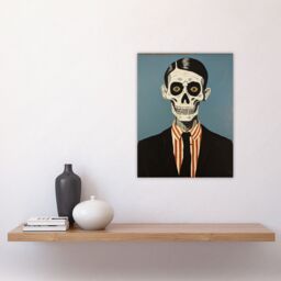 "Artery8 Wall Art Print Looking Sharp By Ryan Ramirez Smart Skeleton Bones Portrait Passport Picture Halloween Poster - Size: W12"" x H16""" - thumbnail 4