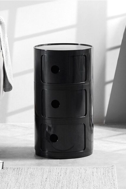 Living and Home 3-Tiered Plastic Storage Drawer Unit in Black - image 1