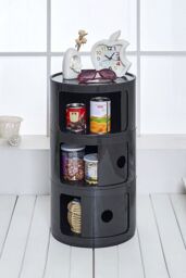 Living and Home 3-Tiered Plastic Storage Drawer Unit in Black - thumbnail 2