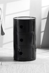 Living and Home 3-Tiered Plastic Storage Drawer Unit in Black