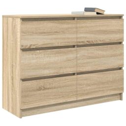 Berkfield Home Sideboard Sonoma Oak 100x35x76 cm Engineered Wood in Brown - Size: 100 x 35 x 76 cm - thumbnail 4