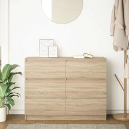 Berkfield Home Sideboard Sonoma Oak 100x35x76 cm Engineered Wood in Brown - Size: 100 x 35 x 76 cm - thumbnail 3