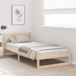 Berkfield Home Bed Frame Natural Solid Pine Wood 90 x 190 cm Convertible in Beige - thumbnail 4