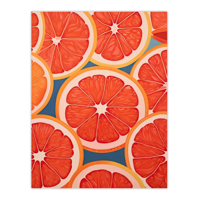 "Artery8 Wall Art Print Blood Orange Slices on Blue Fun Graphic Painting Kitchen Artwork Poster - Size: W18"" x H24""" - image 1