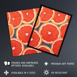 "Artery8 Wall Art Print Blood Orange Slices on Blue Fun Graphic Painting Kitchen Artwork Poster - Size: W18"" x H24""" - thumbnail 2