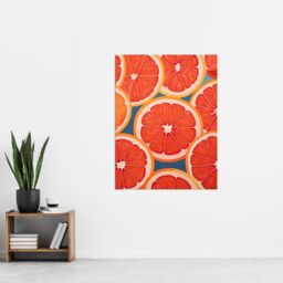"Artery8 Wall Art Print Blood Orange Slices on Blue Fun Graphic Painting Kitchen Artwork Poster - Size: W18"" x H24""" - thumbnail 4
