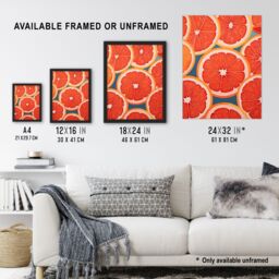 "Artery8 Wall Art Print Blood Orange Slices on Blue Fun Graphic Painting Kitchen Artwork Poster - Size: W18"" x H24""" - thumbnail 3