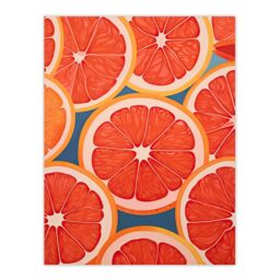 "Artery8 Wall Art Print Blood Orange Slices on Blue Fun Graphic Painting Kitchen Artwork Poster - Size: W18"" x H24""" - thumbnail 1