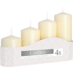 KDMD Set of 4 Pillar Candles 50mm (11/16/22/33H) - Ivory in White - thumbnail 1