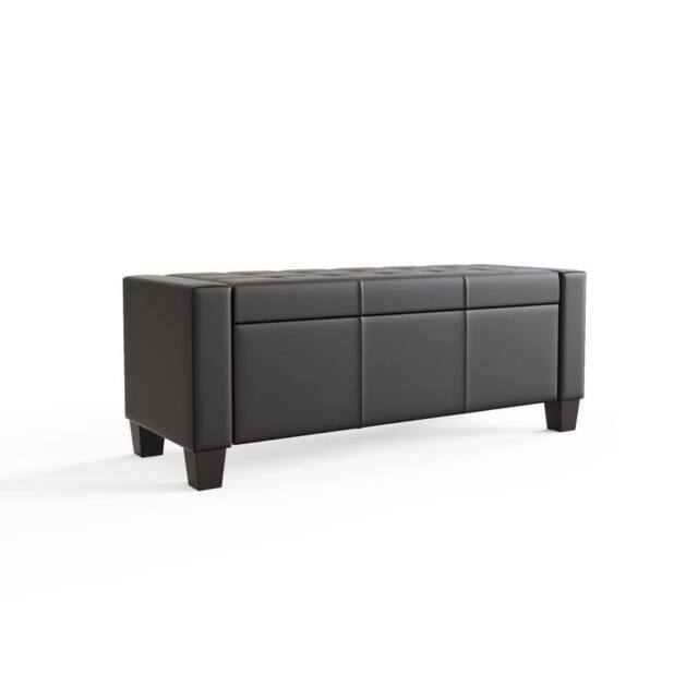 FORGEVIO Black Storage Ottoman Bench Window Seat Bedroom Living Blanket Box - image 1