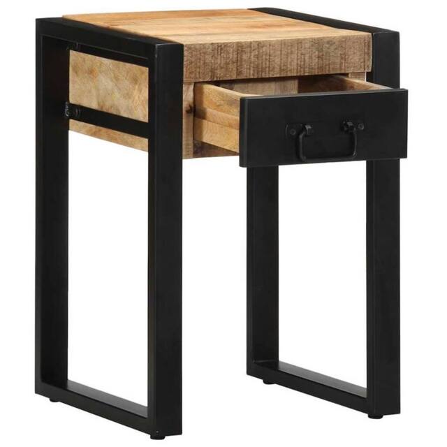 Berkfield Home Side Table 35x35x50 cm Solid Rough Wood Mango in Brown - Size: 35 x 35 x 50 cm - image 1