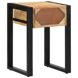 Berkfield Home Side Table 35x35x50 cm Solid Rough Wood Mango in Brown - Size: 35 x 35 x 50 cm - thumbnail 5