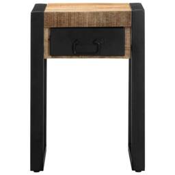 Berkfield Home Side Table 35x35x50 cm Solid Rough Wood Mango in Brown - Size: 35 x 35 x 50 cm - thumbnail 3