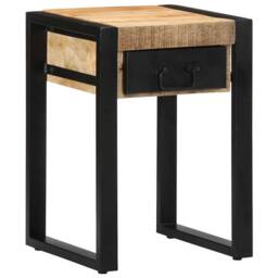 Berkfield Home Side Table 35x35x50 cm Solid Rough Wood Mango in Brown - Size: 35 x 35 x 50 cm - thumbnail 2