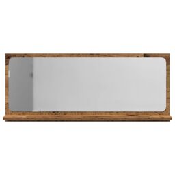 Berkfield Home Bathroom Mirror Old Wood 90x10.5x37 cm Engineered Wood in Brown - thumbnail 6