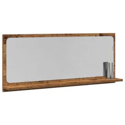 Berkfield Home Bathroom Mirror Old Wood 90x10.5x37 cm Engineered Wood in Brown - thumbnail 3