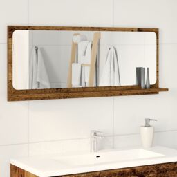 Berkfield Home Bathroom Mirror Old Wood 90x10.5x37 cm Engineered Wood in Brown - thumbnail 4