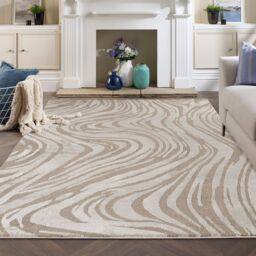 Desire Rugs Hamilton Modern Metallic Sheen Area Rug - Marble Inspired Design in Taupe - Size: 120 cm x 170 cm - thumbnail 5