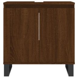 Berkfield Home Bathroom Cabinet Brown Oak 58x33x60 cm Engineered Wood - Size: 58 x 33 x 60 cm - thumbnail 4