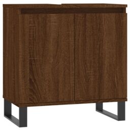 Berkfield Home Bathroom Cabinet Brown Oak 58x33x60 cm Engineered Wood - Size: 58 x 33 x 60 cm - thumbnail 2